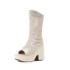 10,5CM Salto Super Alto Plataforma Grossa Botas Respiráveis Frescas de Temperamento Preto Fashion Todas as Ocasiões Zíper Botas Longas Vazadas de Tela
