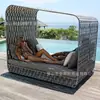 Sofá Combinado de Rattan Sintético para Exterior do Sudeste Asiático, Jardim, Pátio, Impermeável, Proteção Solar, Varanda Externa, Cama Trançada de Lazer