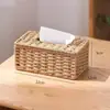 Caja de Extracción de Servilletas de Papel Tejido de Mimbre Artificial Hecha a Mano para Cajón Caja de Pañuelos para Baño de B&B Caja de Almacenamiento de Papel a Prueba de Polvo
