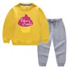 Nova coleção outono/inverno 2023 roupas infantis transfronteiriças suéter infantil calça conjunto de duas peças cor sólida bebê algodão manga longa