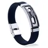 Nueva moda escorpión acero inoxidable silicona pulsera hombres dominante titanio acero silicona pulsera de muñeca pulsera al por mayor