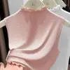 Suéter de Punto Ligero, Suave y Flexible con Cuello Falso, Chaleco de Capa Versátil de Alta Gama para Mujer, Camisa Base de Cuello Alto para Otoño e Invierno