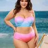 2026 Novo Maiô Feminino Plus Size Europeu e Americano Amazon Conservador Colorido Concha Com Aro Biquíni Duas Peças Roupa de Banho
