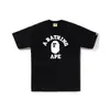 Camiseta Manga Curta da Marca Japonesa Tendência Bape com Estampa Camuflada de Macaco Dormindo e Cabeça de Macaco, Camiseta de Verão para Casais, Camiseta Curta Casual Esportiva de Meia Manga