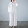 Venta Directa de Fábrica Conjunto de Ropa de Yoga de Manga Larga, Nuevo Estilo Chino para Primavera y Otoño Top Abotonado, Pantalones de Pierna Ancha, Ropa Zen para Té para Mujeres
