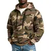 Sudadera con capucha de punto para hombre 2026, camuflaje, media cremallera, ropa de trabajo, multibolsillos, peso pesado