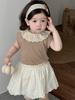 Conjunto de Verão Infantil Fino Estilo Coreano Roupa Infantil Camisa de Renda de Boneca para Menina Saia Curta Conjunto de Duas Peças Vestido de Verão Fofo para Bebê