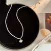 Colar Pingente de Concha de Pérola Francesa, Estilo Retrô e de Alto Padrão, Nova Corrente Clavícula, Acessórios Populares de Nicho para Mulheres