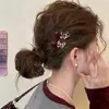 Novedad 2026 Pinza para el Cabello con Perlas y Flores en Contraste Azul y Rojo para Mujer, Pinza Lateral Estilo Coreano, Accesorio para el Cabello de Pinza para Flequillo de Alta Gama