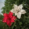 Decoraciones Navideñas Flores Navideñas Artificiales Arreglo Floral de Tela Adornos Decorativos Terciopelo Lentejuelas Flores de Navidad Amazon