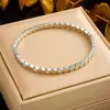 Elegante e Sofisticado Pulseira Colmeia de Aço Titânio Microincrustada com Diamante para Mulheres Rombo Geométrico Simples Gypsophila Pulseira Colmeia