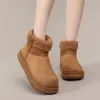 26 Botas de Nieve de Invierno del Noreste para Mujer con Plataforma Oculta, Botines Peludos, Forro de Terciopelo Grueso, Suela Gruesa Antideslizante, Versátiles, Moda, Zapatos de Algodón