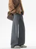 Roupa Masculina Fengshe / Nova Calça Casual Primavera e Outono Algodão Puro Meio Elástico na Cintura Estilo com Botão e Cinto High Street Americana Calça de Comprimento Total