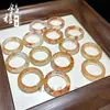 Anillo Liso de Ágata Calcedonia con Crin de Caballo de Hielo Natural de Alta Calidad Anillo Versátil para Niñas Anillo Exquisito de Jade Transparente como el Hielo