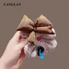 Elástico de Cabelo de Tricô Bege, Estilo Coreano, Scrunchie Versátil, Acessório de Cabelo com Laço na Cor Café, Novo Elástico de Cabelo 2026