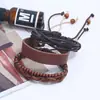Dropshipping Novo Estilo Conjunto de Três Peças de Acessórios de Mão em Couro Genuíno, Conjunto Simples DIY de Pulseira Trançada Masculina Joias Atacado