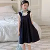 Vestido de Verano para Niña, Dulce Vestido de Tirantes de Mezclilla Estilo Coreano con Diseño de Mariposa para Niños Mayores, Conjunto de Dos Piezas