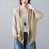 Foto Real de Cárdigan Vintage de Algodón y Lino de Longitud Media para Mujer Verano 2026, Camisa Suelta Artística para Aire Acondicionado, Ropa Exterior Protectora del Sol