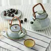 Chaleira de Cerâmica Queimada de Três Pontos Japonesa e Teapot com Vento Tatu Pintado à Mão Criativo Retro Simples Teapot Vermelho da Internet Restaurante