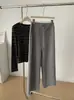Pantalones esponjosos estilo Lu, estilo coreano, para mujer, otoño e invierno, mezcla de acetato de lana de oveja, engrosados, buena caída, pierna ancha, pantalones largos casuales