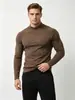Camiseta deportiva y casual de cuello alto y manga larga para hombre, nueva para otoño e invierno, de doble cara con forro polar, mangas raglán, cálida, color liso, capa base, transfronteriza