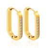 Pendientes geométricos ovalados sencillos de alta gama con circonitas, acero inoxidable, titanio y hebilla de acero. Exquisitos pendientes franceses para mujer.