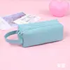 Bolsa de papelería portátil, tela Oxford de doble capa, estuche con doble cremallera, simple y de gran capacidad, estuche portátil con cremallera para estudiantes de primaria y secundaria