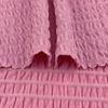 Tiras de Burbujas Horizontales de Alta Elasticidad 220g Nueva Textura Arrugada de Burbujas Femenina Tejido de Punto de Moda de Manga Corta