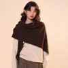 25 Estilos de Bufandas Triangulares Grandes Rayadas 100% Lana para Mujer, Chalecos de Alta Gama, Bufandas Cálidas de Cachemir para Otoño e Invierno