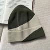 Gorro de punto unisex de cuatro estaciones con bloques de color transfronterizo, circunferencia de cabeza grande, gorro de lana estilo europeo y americano Temu de estilo holgazán para hombre