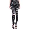 Calças Femininas Outono Plus Size, Estilo Europeu e Americano, Calças Cropped de Algodão com Furos Laterais, Leggings Femininas de Nove Pontos para Usar como Outerwear, Justas