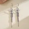 Pendientes Exagerados Europeos y Americanos con Borla de Estrella Incrustada de Diamantes, Pendientes Exagerados Exquisitos Transfronterizos, Pendientes de Lujo Ligero de Gama Alta para Mujer