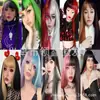 Peluca Europea y Americana Cosplay Raya Media Cabello Degradado Cabello Largo Liso Cabello Rizado Peluca Teñida para Fiesta de Graduación Cosplay
