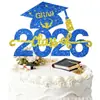 Topo de Bolo Turma de 2026, Lantejoulas Pretas, Decoração de Bolo Festa de Formatura 2026, Parabéns pela Formatura