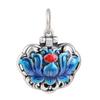 Colgante de Plata S925 Rey Ciervo Dorado Pequeño Artístico Cloisonné Loto Saquito Aromaterapia Pastillero Colgante para Mujer