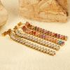 Aretes de Borla de Zirconia Estilo Europeo y Americano, Aretes Largos Versátiles, Aretes Rectangulares de Zirconia de Colores Mezclados, Directo del Fabricante de Joyería
