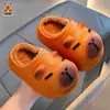 Pantuflas de Algodón de Invierno para Niños Capibara para Niños y Niñas, Calientes, Forradas de Felpa, Impermeables, Uso en Casa, Padre-Hijo, Zapatos Cerrados de Algodón para Bebé