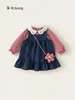 Ropa para niños Bangxuan nuevo conjunto dulce de otoño, conjunto de dos piezas para niños, camisa a cuadros, falda de mezclilla para bebé niña, conjunto de faldas para niñas