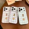Funda de Oso a Cuadros para Teléfono Apple 17Promax, Funda Suave Linda para Apple 16/15/14/13, 12ª Generación