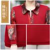 Traje de Primavera para Madre Estilo Occidental Top Camisa Pequeña de Punto para Mujeres de Mediana Edad Nuevo Estilo Camiseta de Manga Larga Estilo Occidental para Personas Mayores para Verano