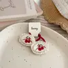 Estilo Coreano Bege Renda Bordada Cereja Infantil Prendedor de Cabelo Doce e Versátil Rabicó de Menina Elástico de Cabelo Acessórios de Cabelo