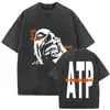 Camiseta Vintage Lavada Nsqk Aoou Piensa en Mí Nuevo Álbum 2025 para Hombre Hip-Hop Gótico