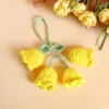 Bolsa de crochê de lã com ornamentos de flor de lírio e orquídea, flor acabada, estilo Ins, coração de menina, chaveiro de flor eterna, pequeno presente
