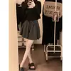 Shorts Casuais Esportivos Pequenos Cinza Feminino Verão Estilo Ballet Calça Hot Pants Emagrecedora Cintura Alta Perna Larga Falsa Calça Saia