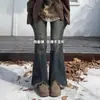 Jeans Vintage Azules con Borde de Piel Micro-Lar para Mujer Primavera y Otoño Nuevos Tallas Grandes Chica Gordita Cintura Alta Adelgazantes Cubre Cadera Elásticos Acampanados