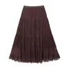 Falda de malla de dobladillo grande plisada de Feiyuan para el uso diario de mujer, nuevo estilo otoño e invierno, con un ambiente perezoso y suave, falda corta de color liso