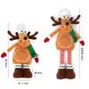 Muñeco de muñeco de nieve y reno navideño con patas retráctiles, gorro tejido, adorno para escaparate, decoración marrón transfronteriza