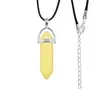 Colgante de Columna Hexagonal de Piedra Natural Colgante de Cristal Natural Hexagonal con Forma de Bala Hexaedro Negro Collar con Cordón de Cera