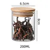 Pote de Armazenamento de Vidro Borossilicato Alto com Tampa de Bambu Hermética - Recipiente de Cozinha Resistente ao Calor - Tamanhos de 200ml / 300ml / 400ml