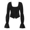 Ropa Europea y Americana Transfronteriza Aliexpress Estilo Popular Botón Empalmado Top Elástico